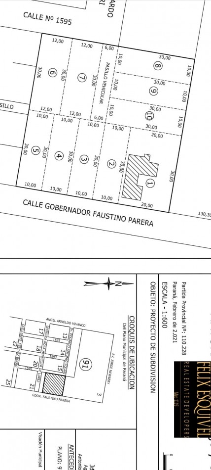 VENTA - TERRENOS - GOBERNADOR PARERA
