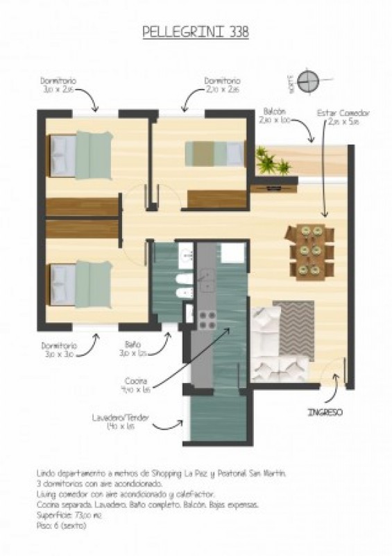 VENTA - DEPTO 3 HBITACIONES - ZONA CENTRO